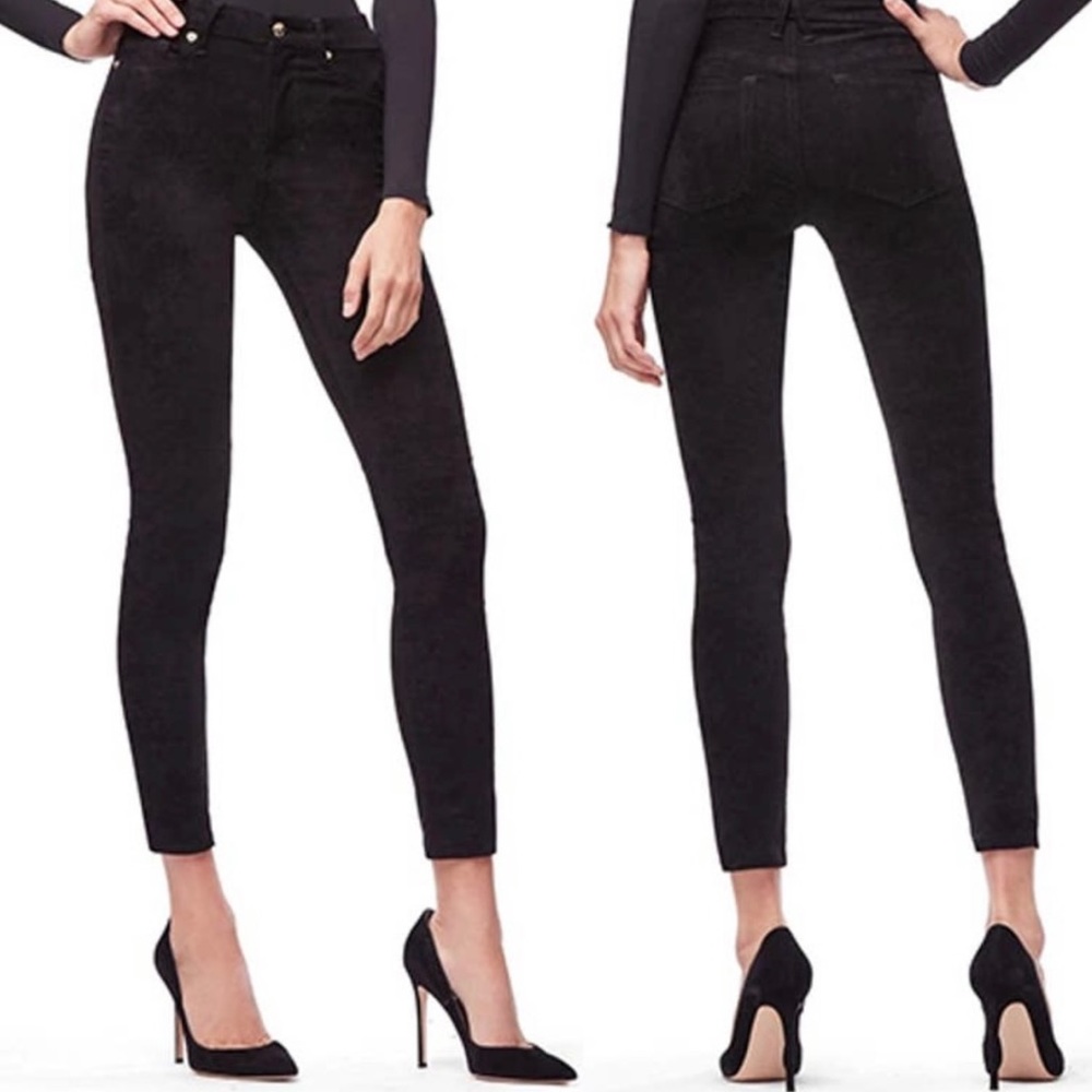 SOLD - Good American Women's Good Legs Suede-Like Jeans In Black Size: 00 NWT